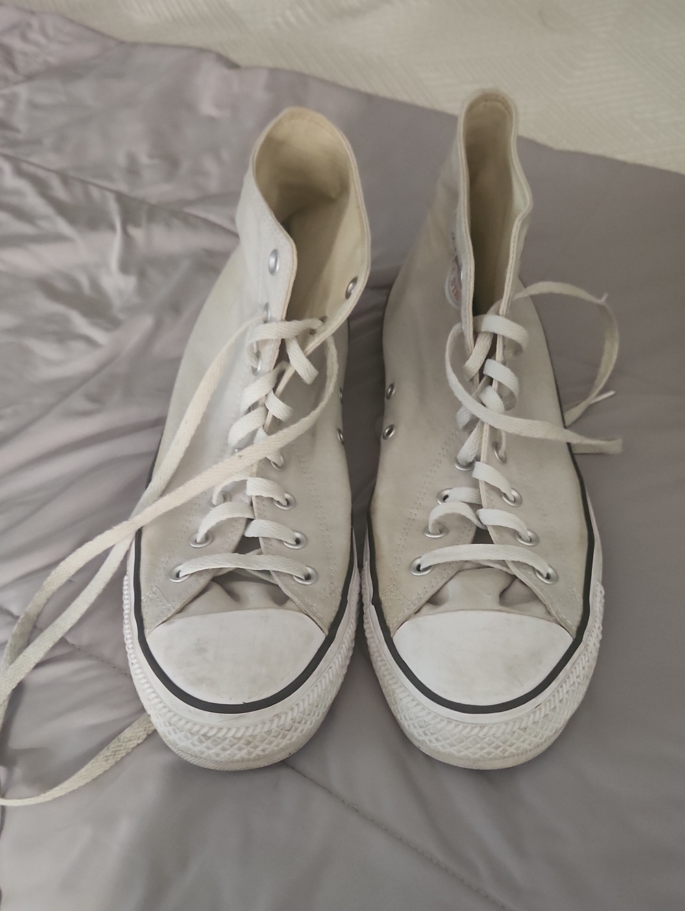 Converse High-Top Canvas Sneakers in Light Beige